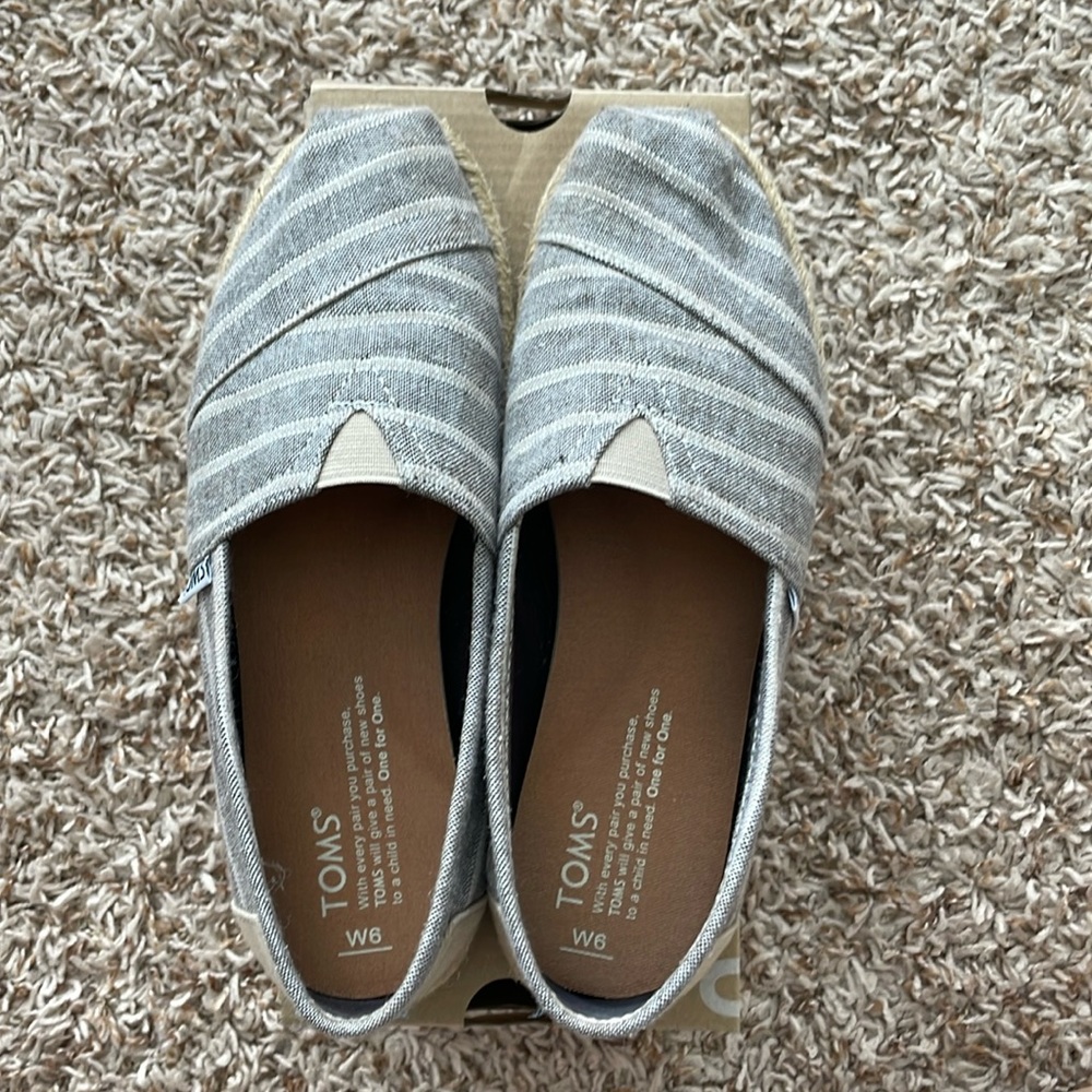 Toms Classic Brown/Gray Metallic Strip Rope Sole